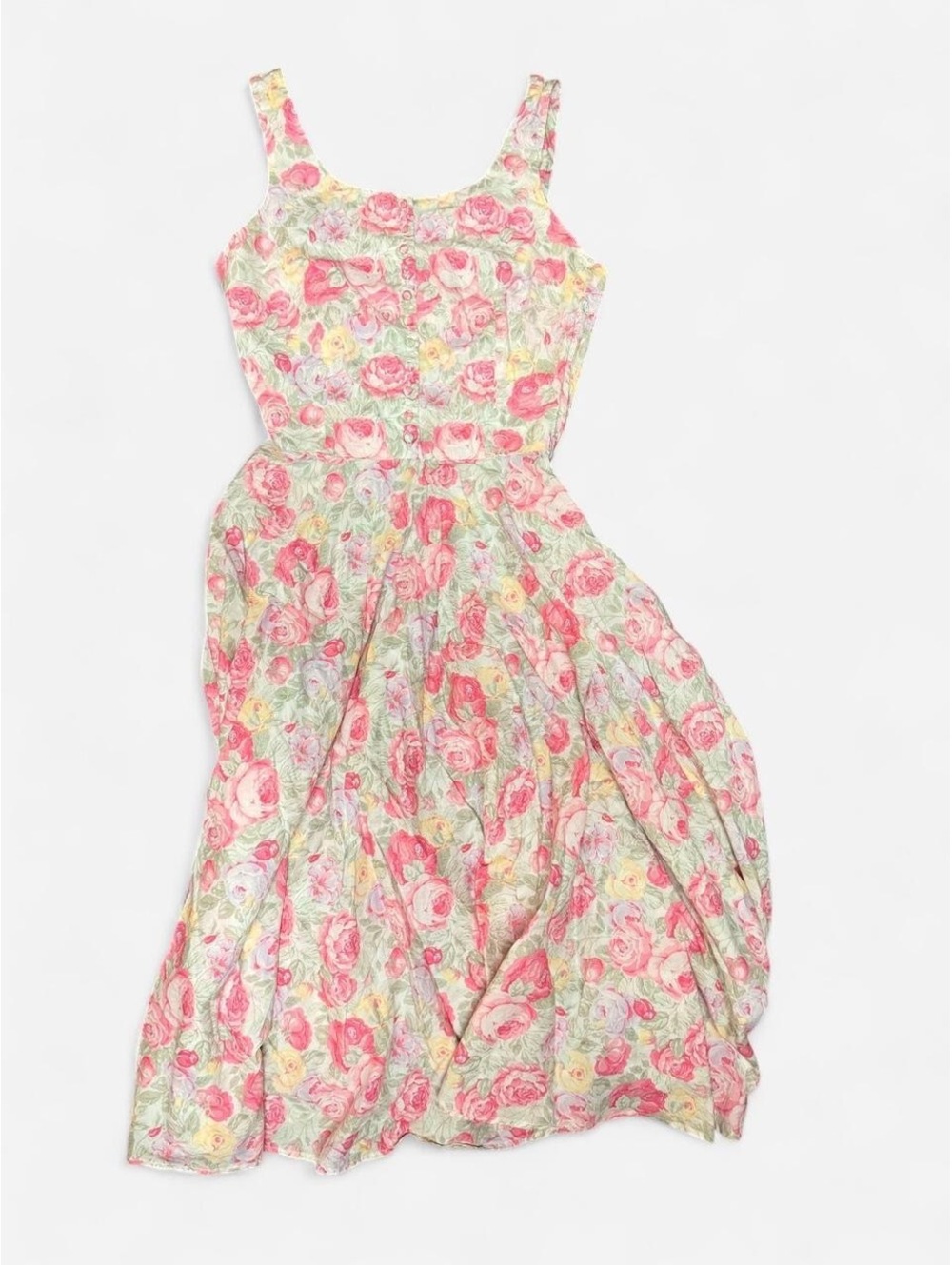 Vintage 90s Eileen West floral maxi dress size 10 pink rose cottagecore